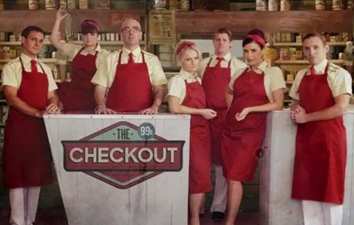The cast of the ABC TV show The Checkout.